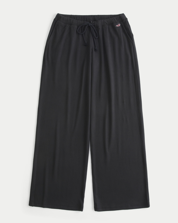 Cozy Wide-Leg Pants, Black view 1