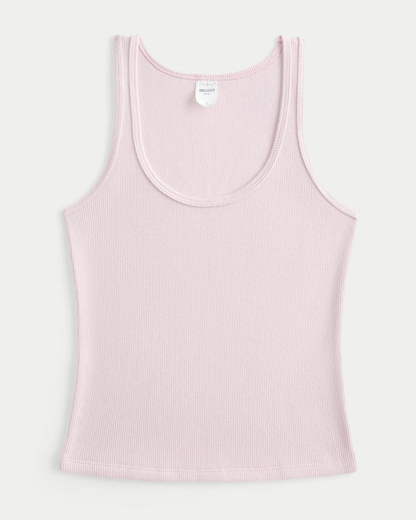 Waffle Tank, Light Pink view 1