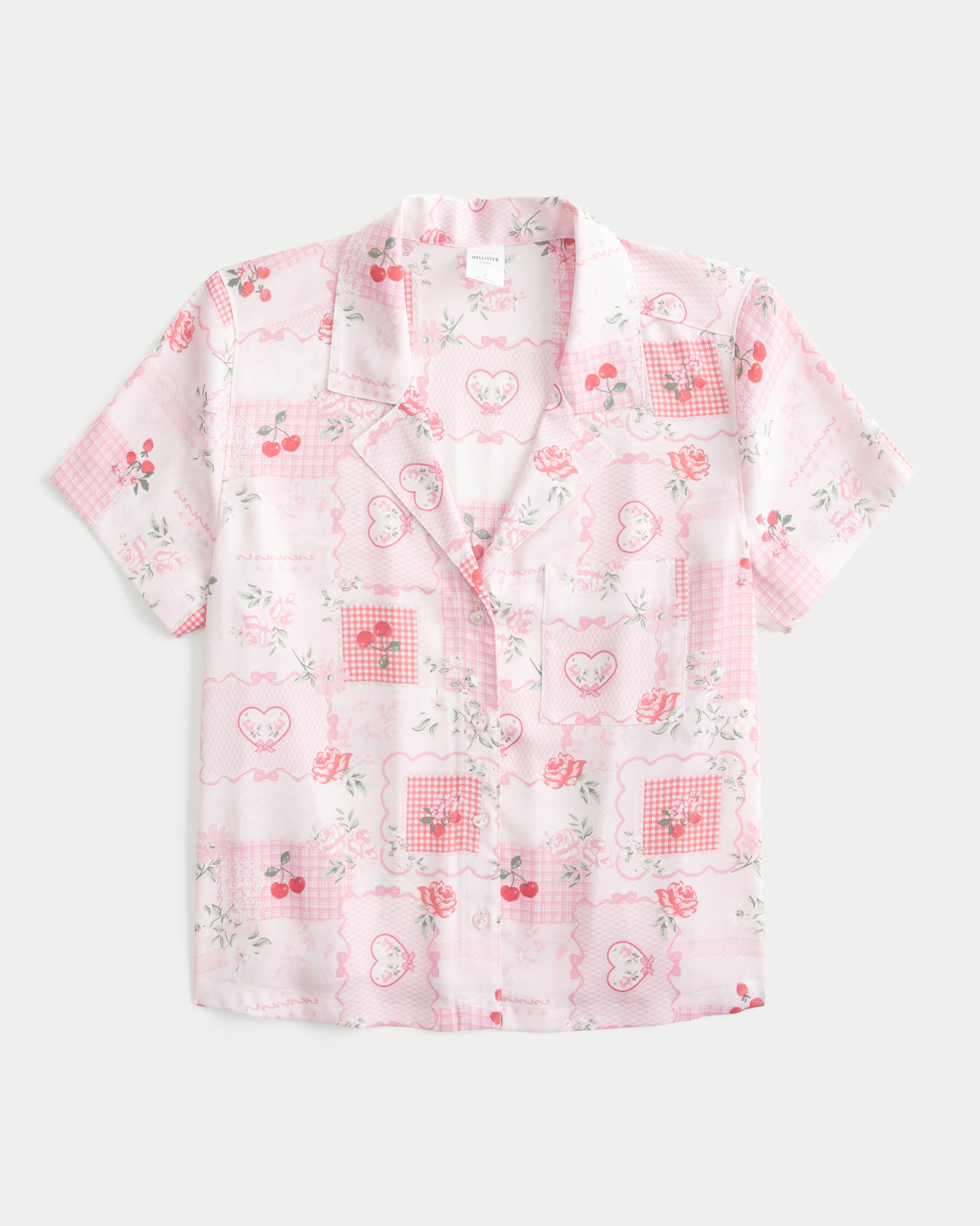 Patchwork Pattern Button Front Top