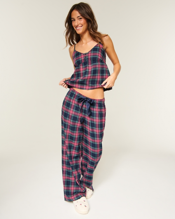 Flannel Babydoll Top, Navy Plaid view 2