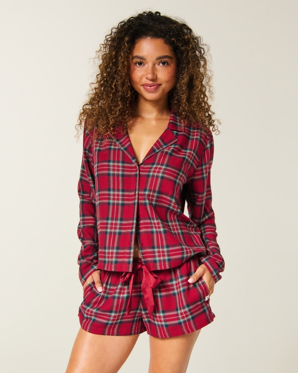 Satin Tie Flannel Shorts