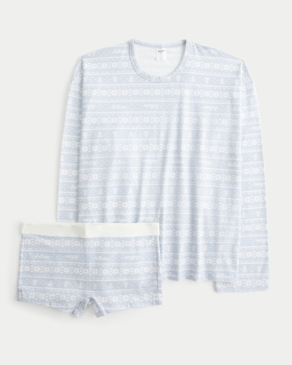 Oversized Long-Sleeve Top & Boyshort Set