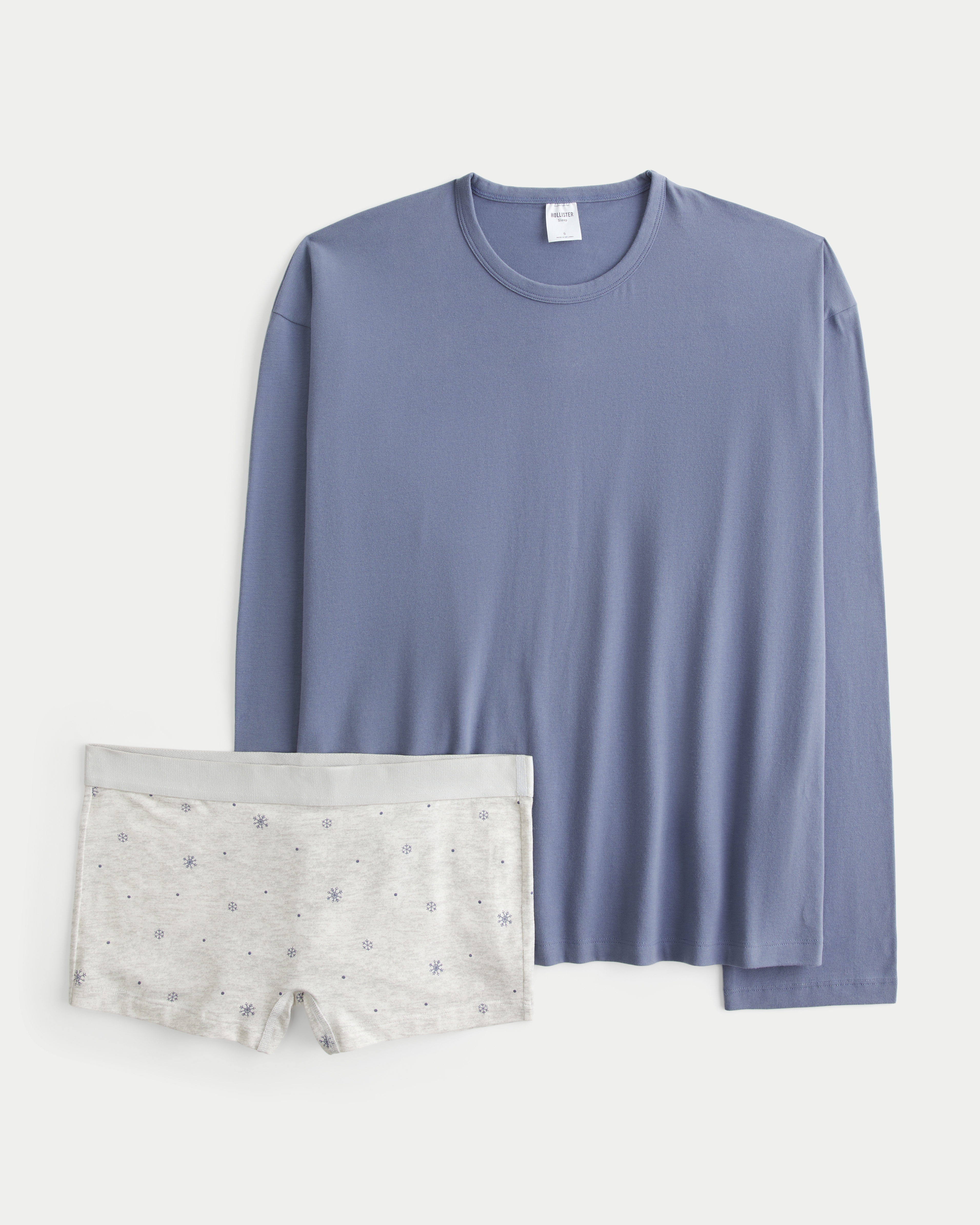Oversized Long-Sleeve Top & Boyshort Set
