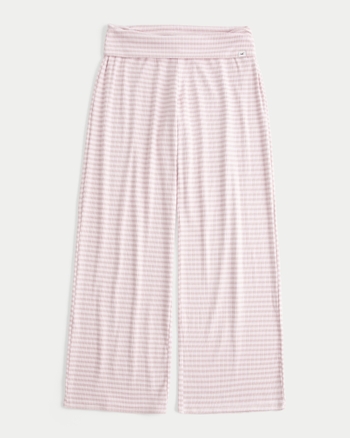 Womens Ultimate Cozy Rib Foldover Waist Wide-Leg Pants | Womens | HollisterCo.com