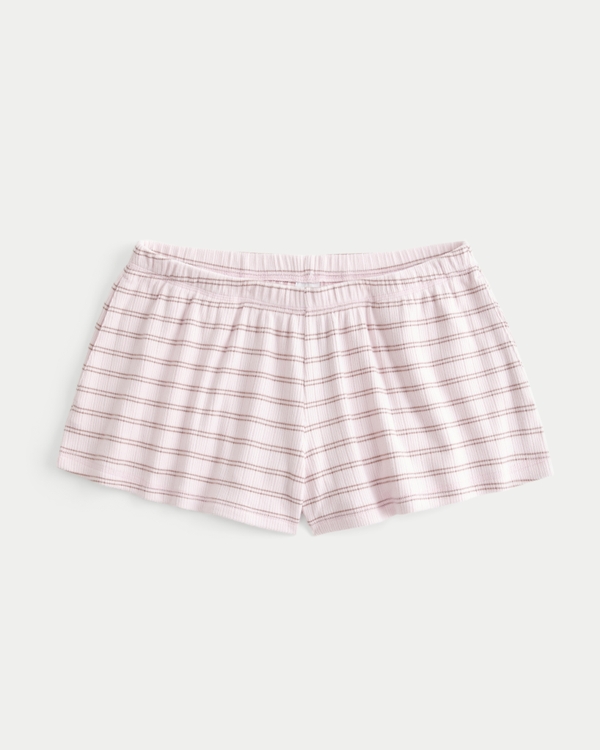 Cozy Pointelle Shorts, Light Pink Stripe view 1