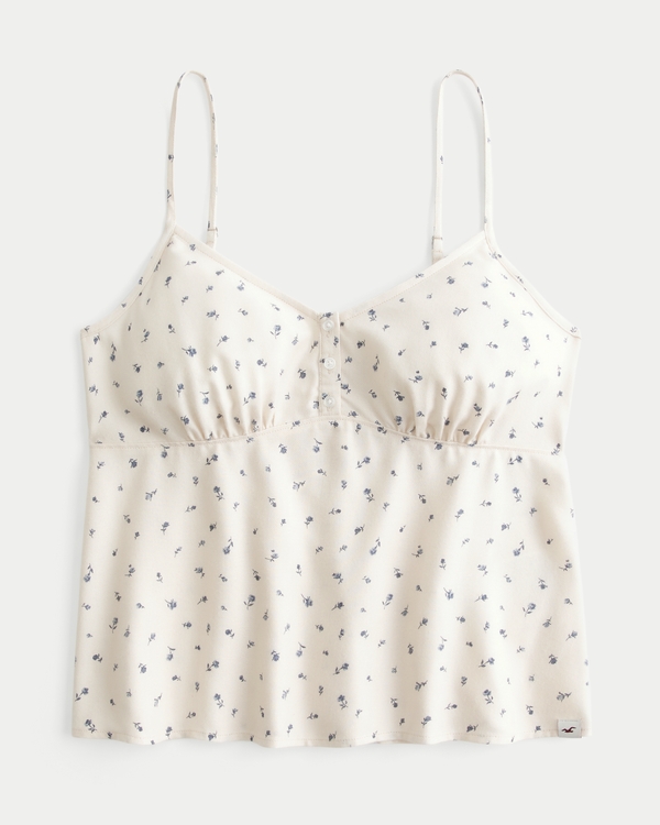Flannel Babydoll Top, White Pattern view 1