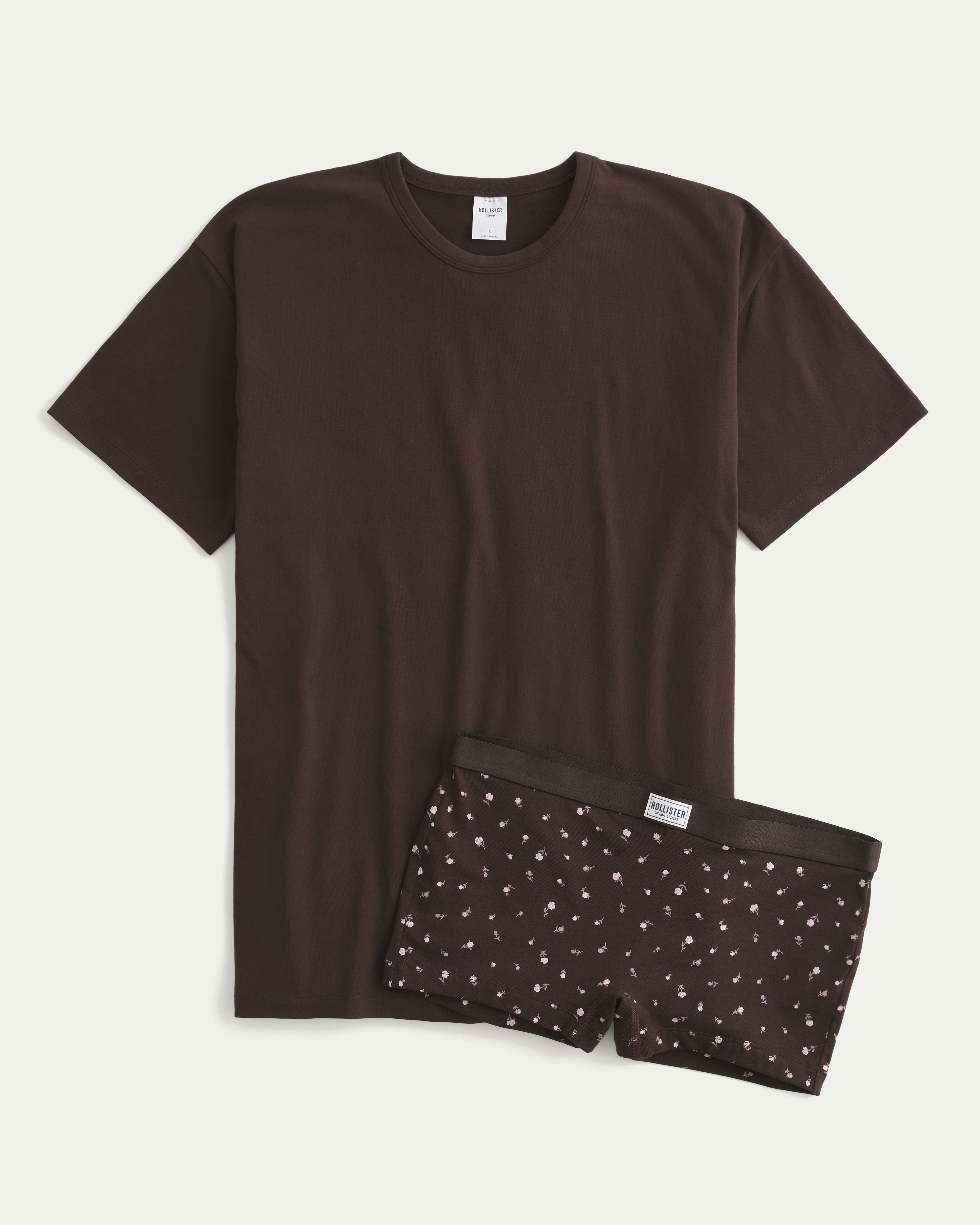 Oversized Crew T-Shirt & Shortie Shorts Sleep Set