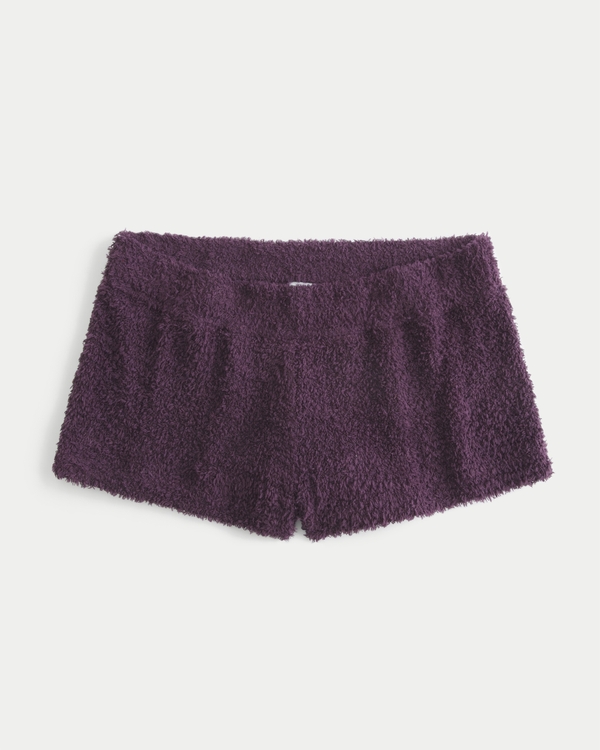 Cozy Bouclé Shorts, Plum view 1