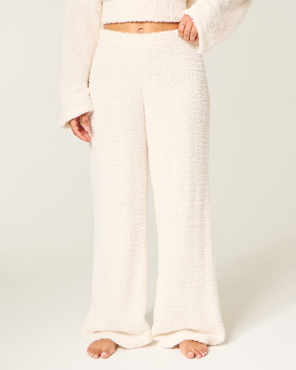 Cozy Bouclé Wide-Leg Pants, White view 2