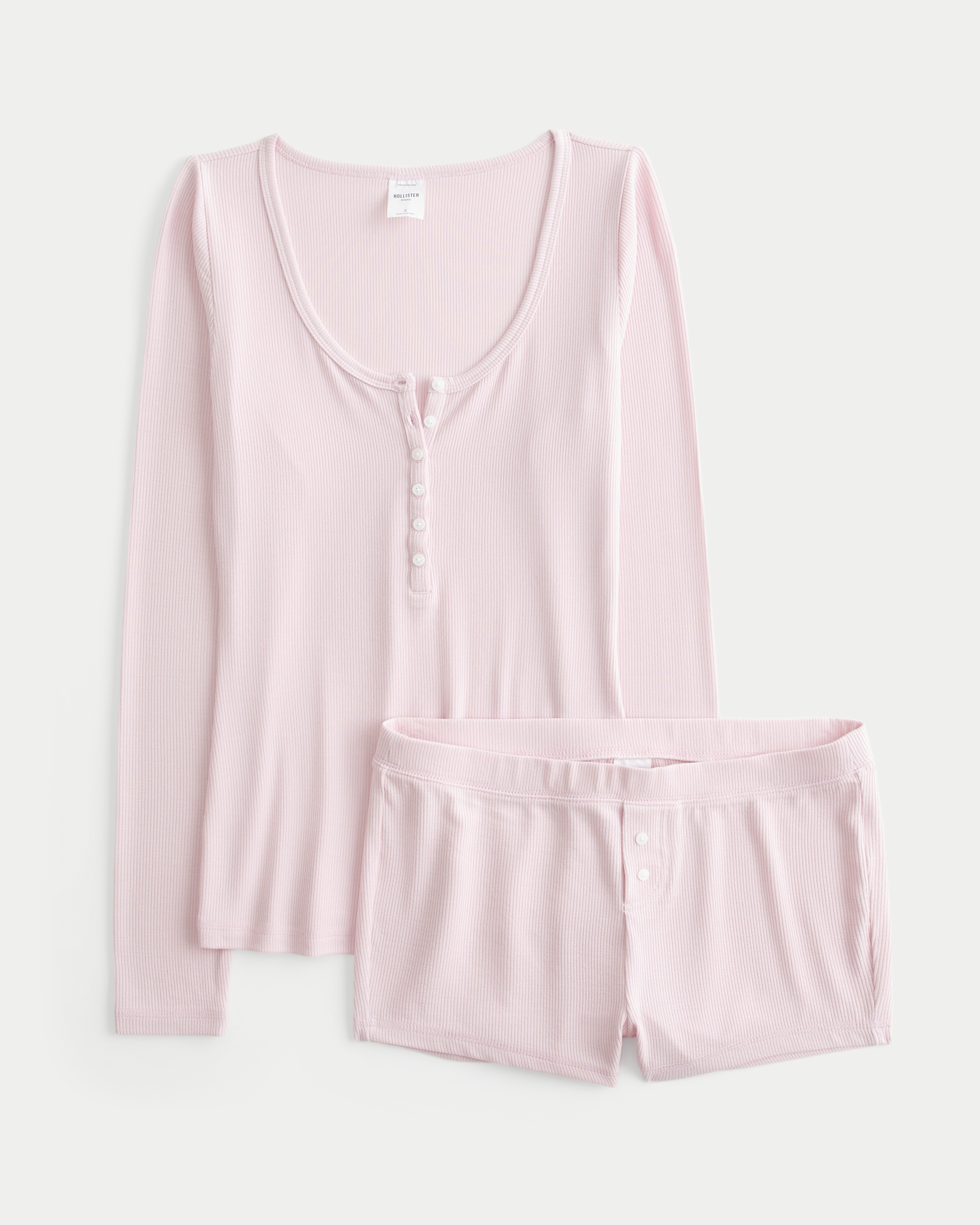 Rib Henley & Shorts Set