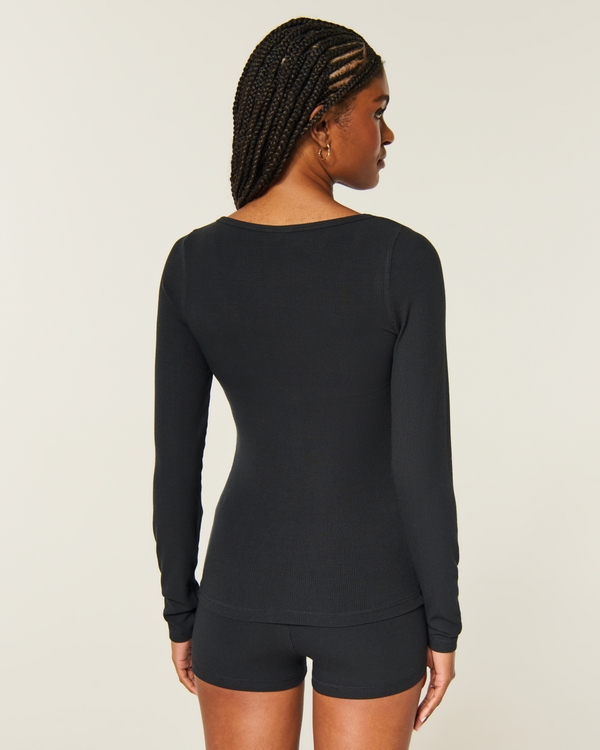 Rib Henley & Shorts Set, Negro view 2
