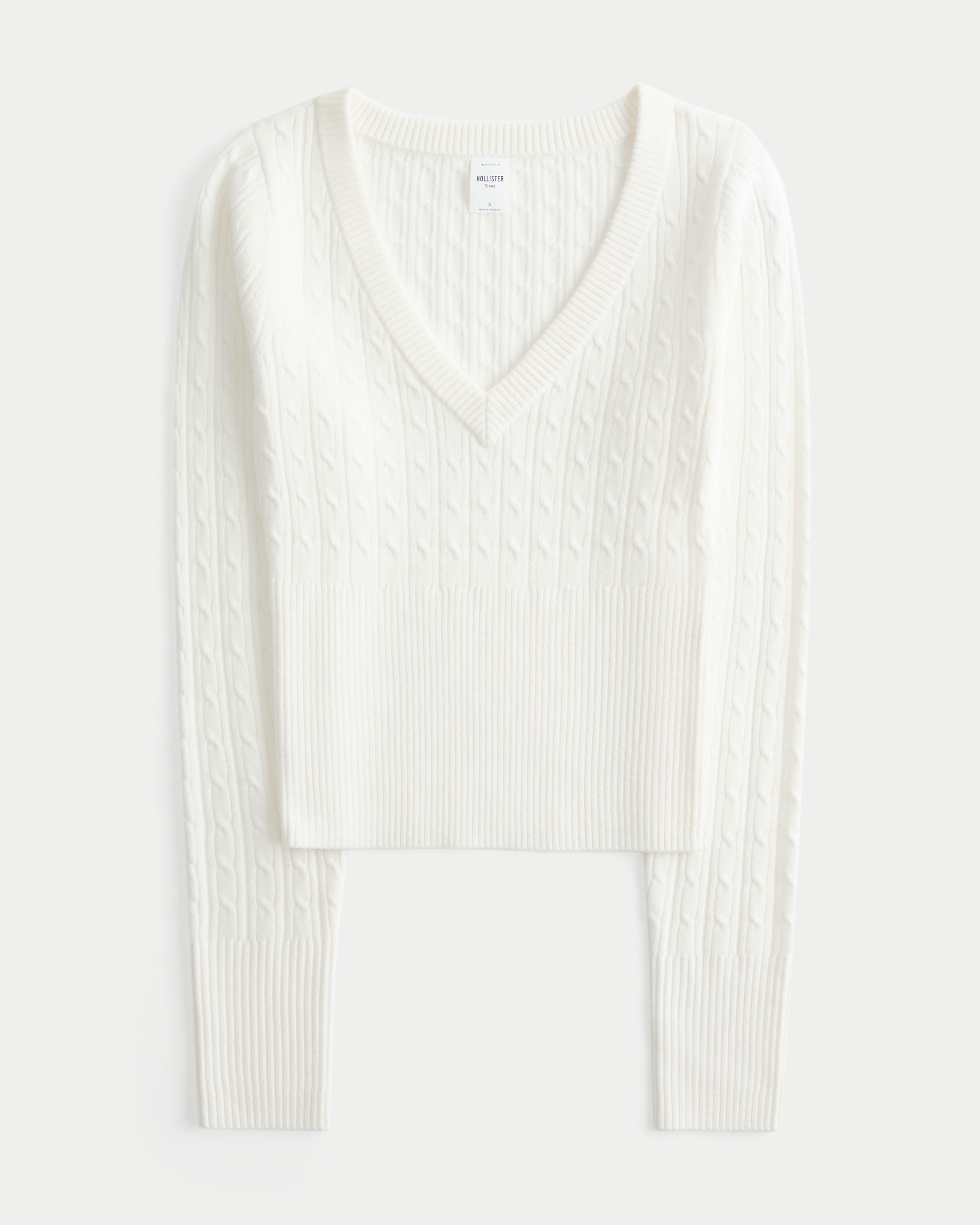 Cable-Knit V-Neck Sweater
