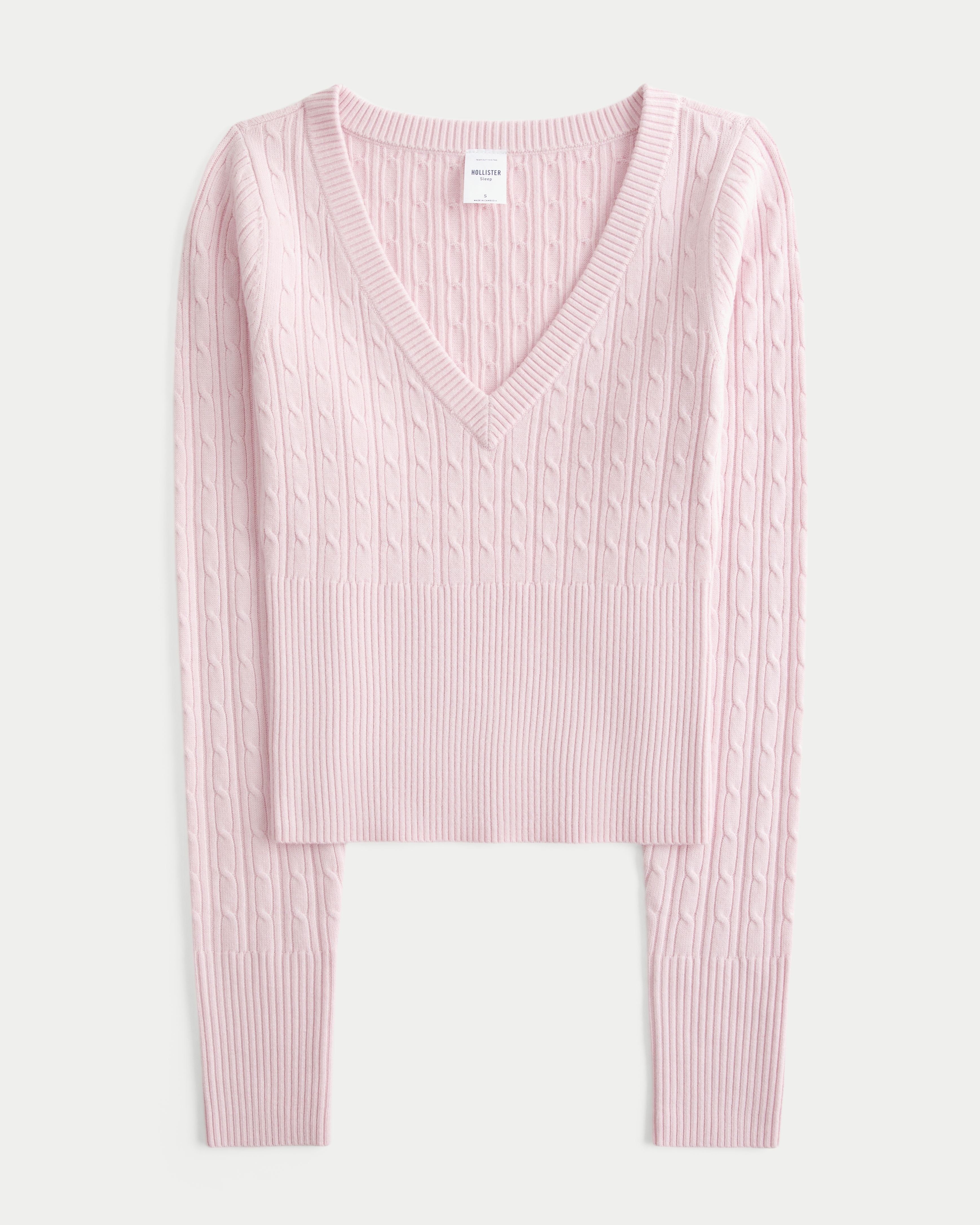 Cable-Knit V-Neck Sweater