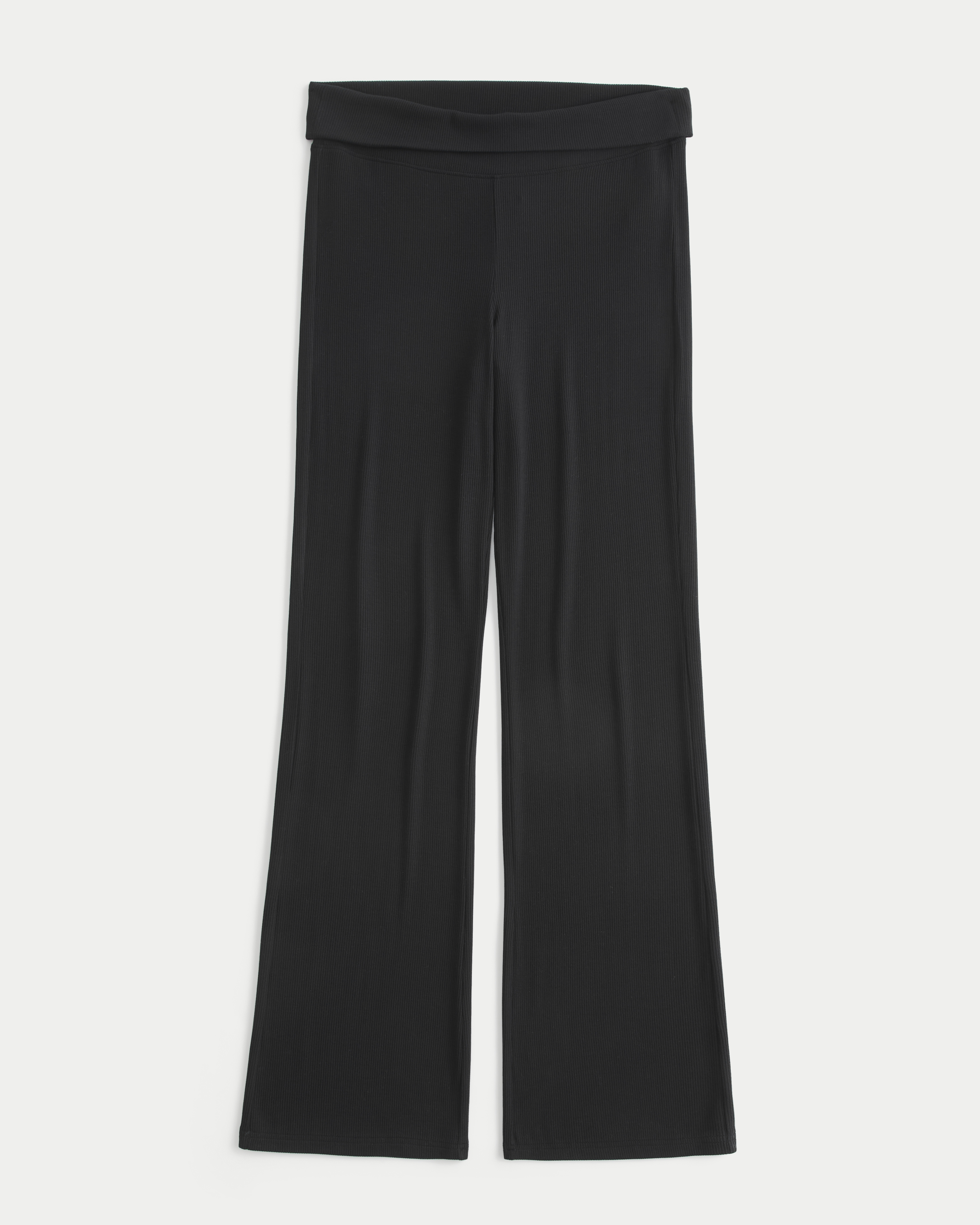 Rib Foldover Waist Bootcut Pants