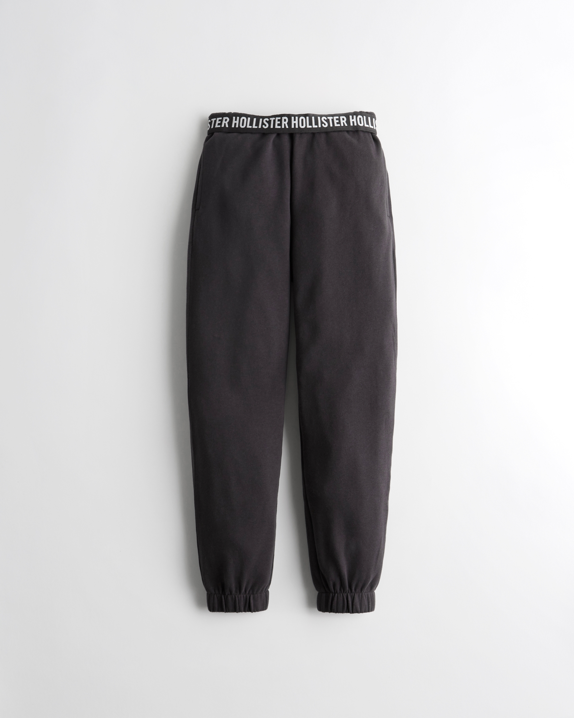 high rise logo fleece joggers hollister