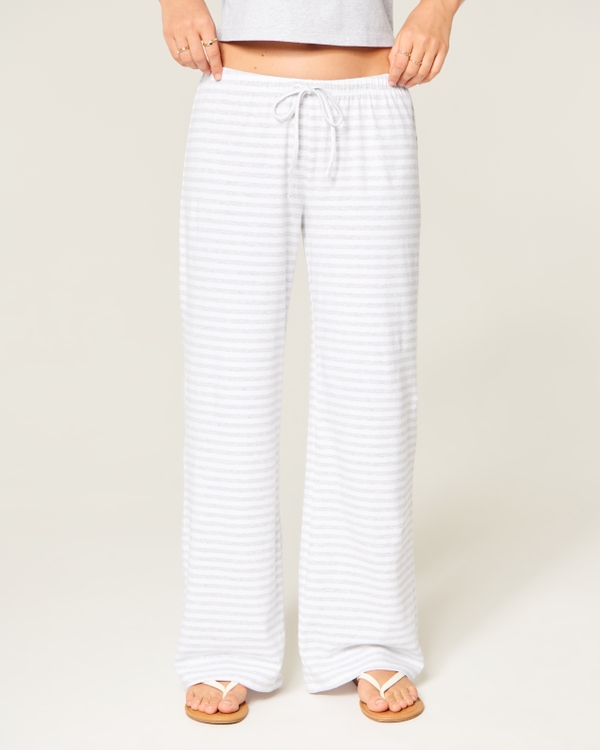 Knit Pull-On Wide-Leg Pants, Light Heather Grey view 2