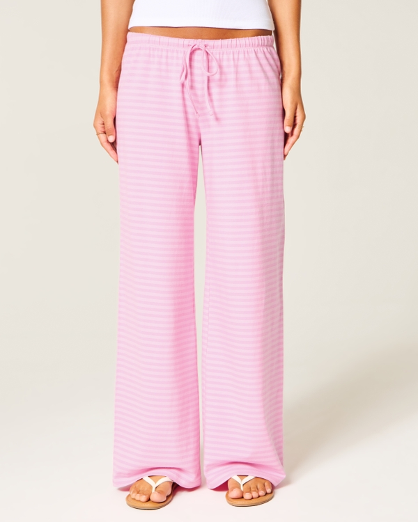 Knit Pull-On Wide-Leg Pants, Strawberry Cold Foam view 2
