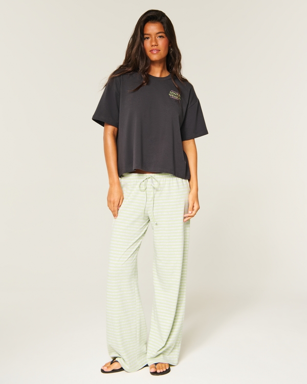 Knit Pull-On Wide-Leg Pants, Matcha view 2