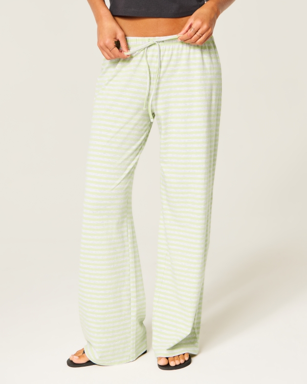 Knit Pull-On Wide-Leg Pants, Matcha view 1