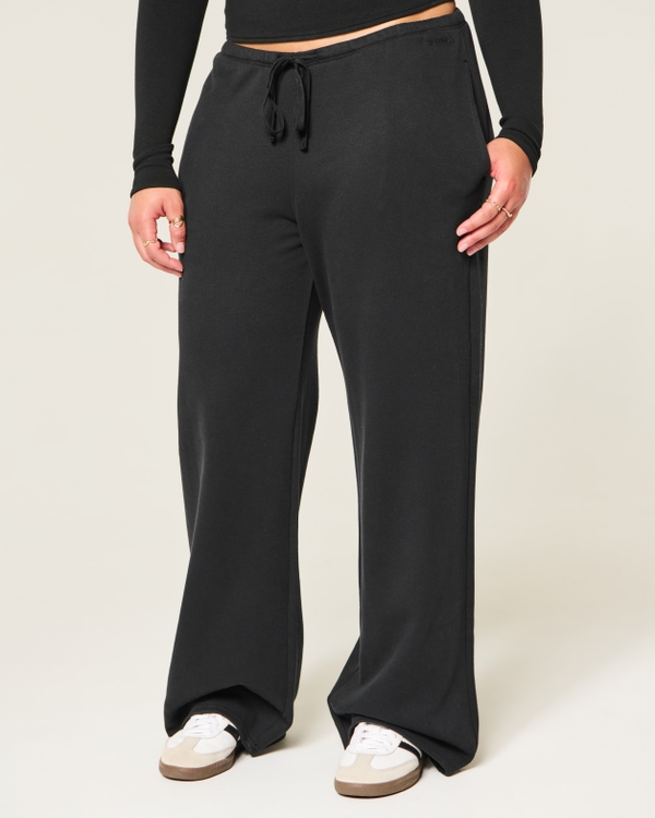 Hollister Feel Good Low-Rise Wide-Leg Sweatpants, Black view 2
