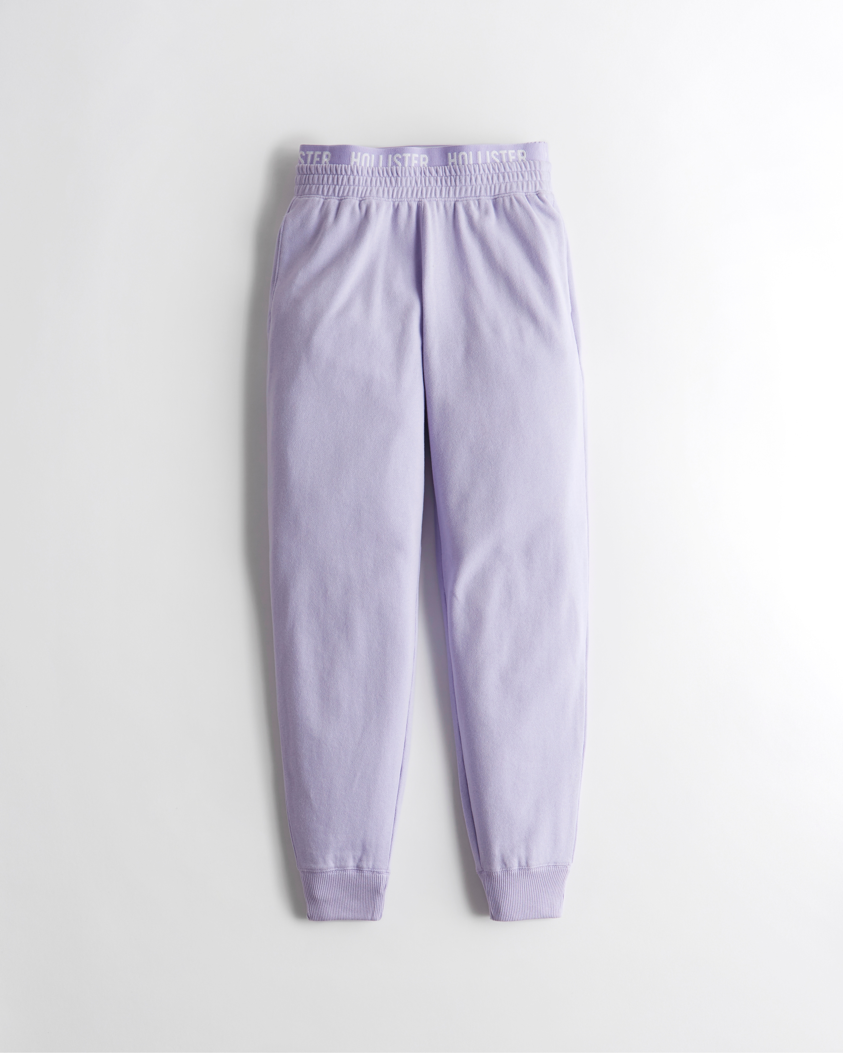 high rise logo fleece joggers hollister