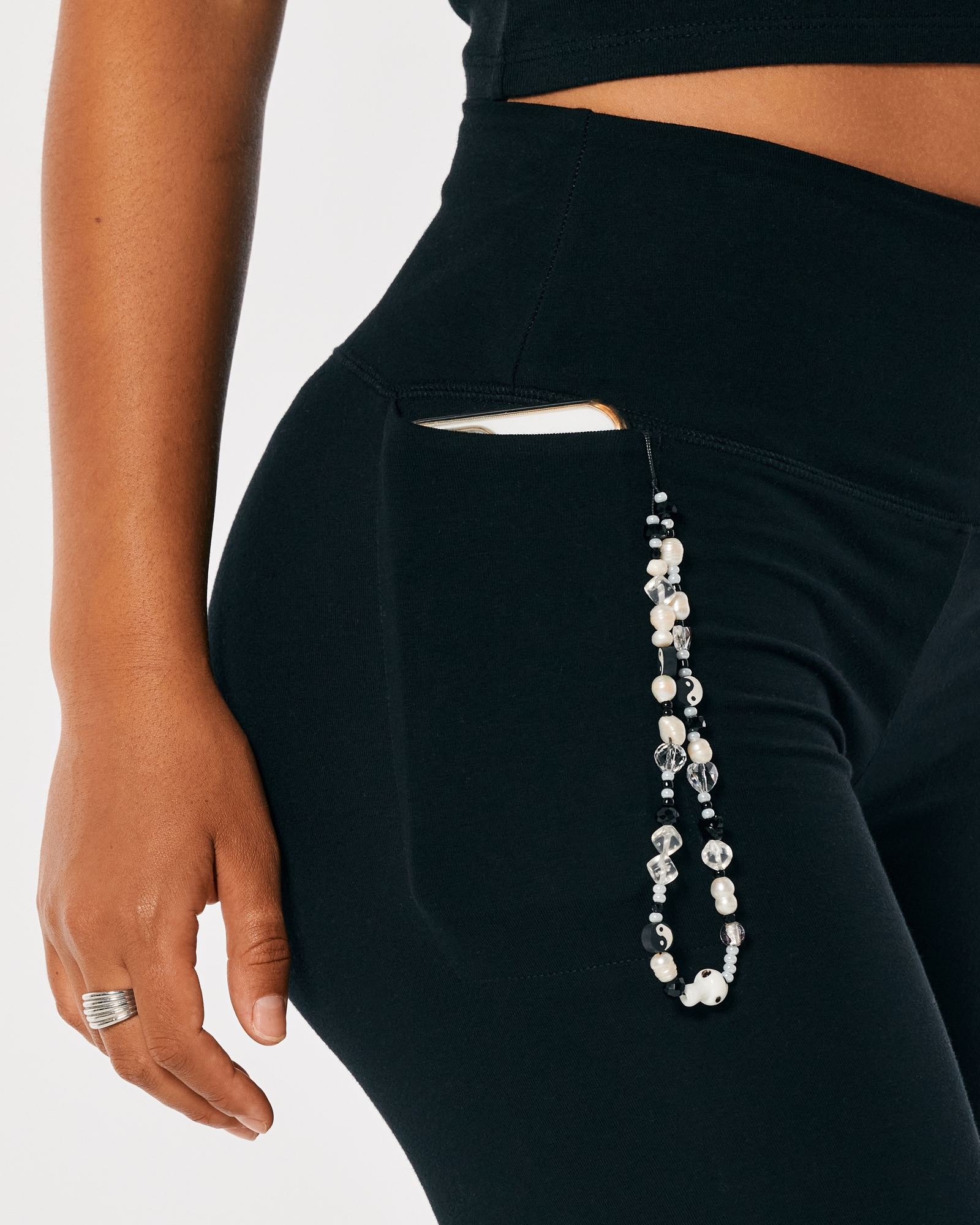 Hollister Ultra High-rise Cinched Waist Flare Leggings in Black