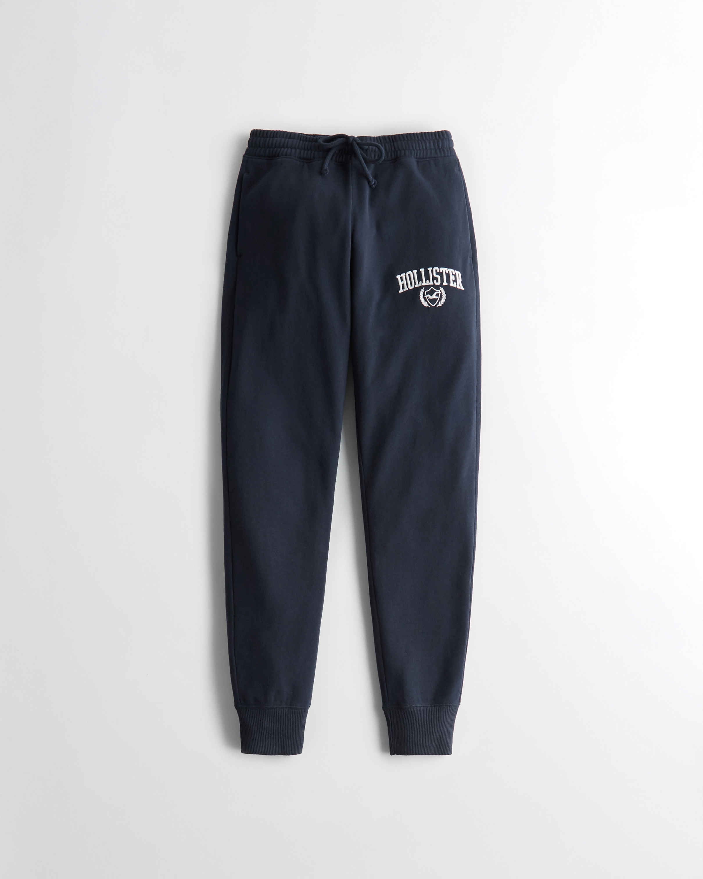 high rise logo fleece joggers hollister