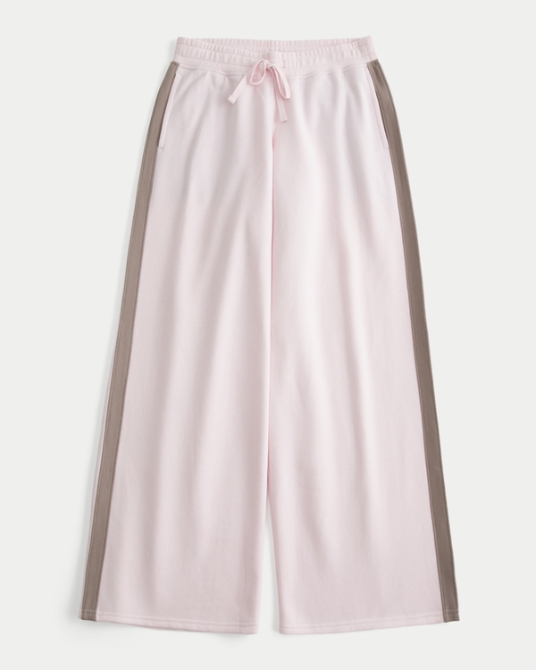 Low-Rise Side Stripe Baggy Sweatpants, Light Pink view 1