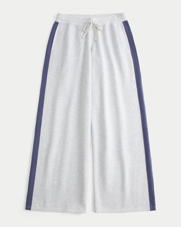 Hollister Feel Good Low-Rise Side Stripe Baggy Sweatpants, Light Heather Grey view 1