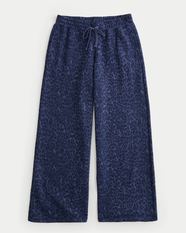 Low-Rise Leopard Print Baggy Sweatpants, Navy Pattern view 1
