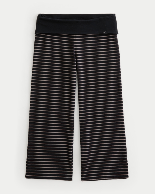 Hollister Callie Reversible Foldover Waist Capri Pants, Black Stripe view 1