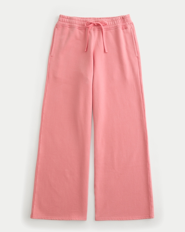 Hollister Feel Good Baggy Sweatpants, Coral Acid Wash view 1