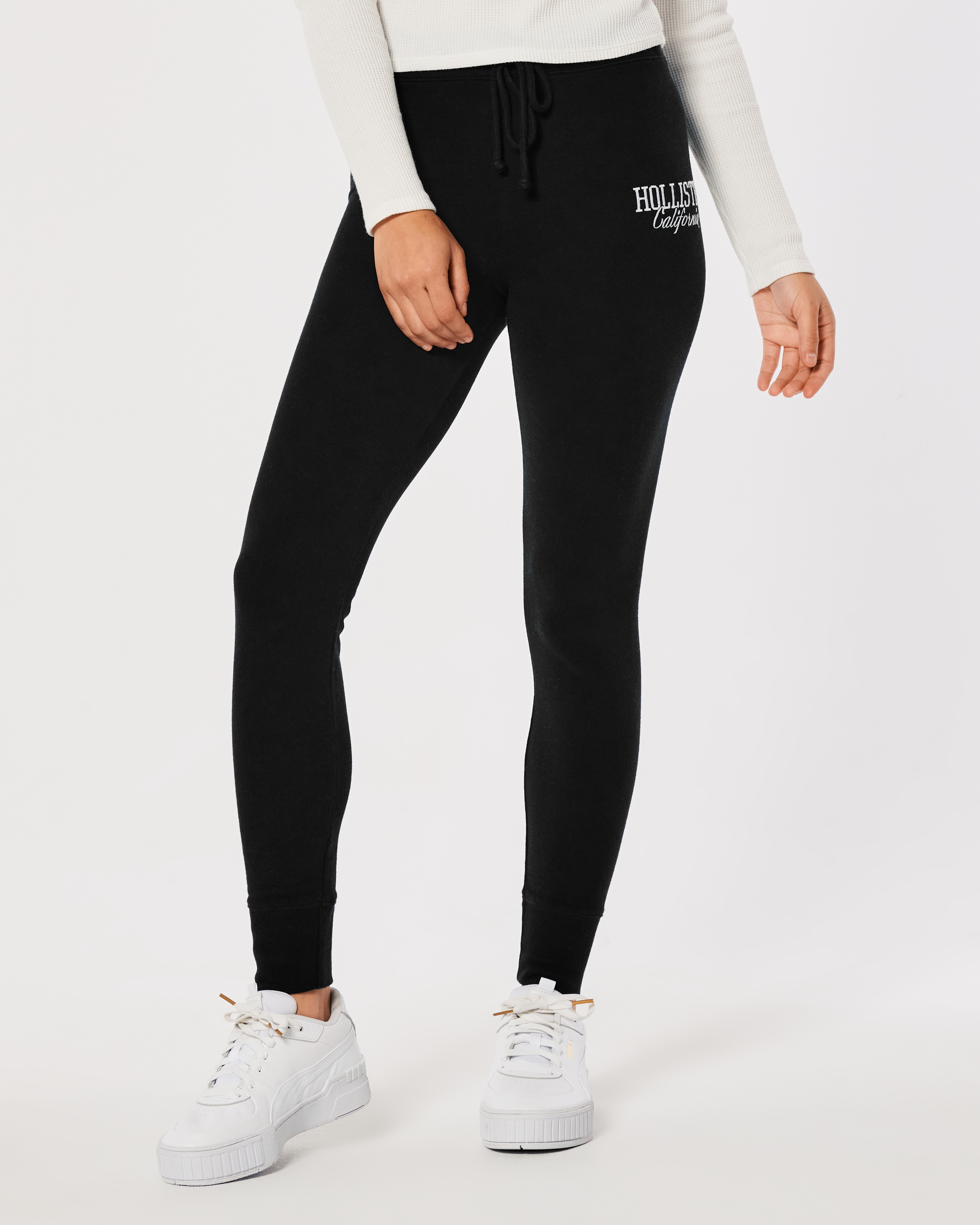 NWT HOLLISTER Ultra High-Rise Black Jersey Leggings New Side Graphic  Stretch S