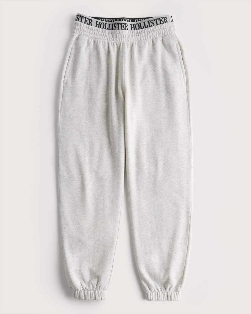 Hollister Heather Grey Gray Side-Pockets Sweatpants Logo Tape sz