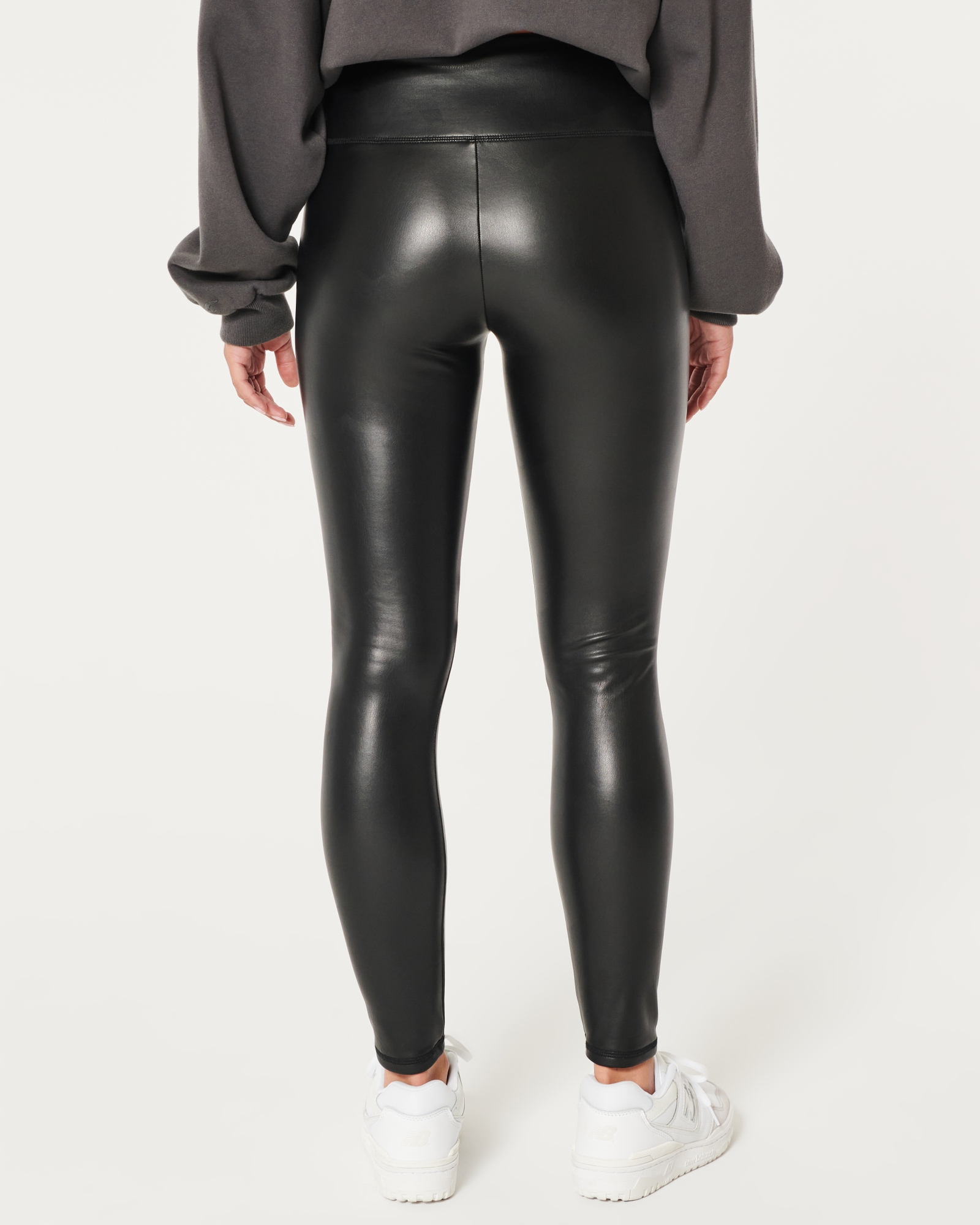 Plus Size Rise Faux Leather Leggings by B Free Intimate Apparel