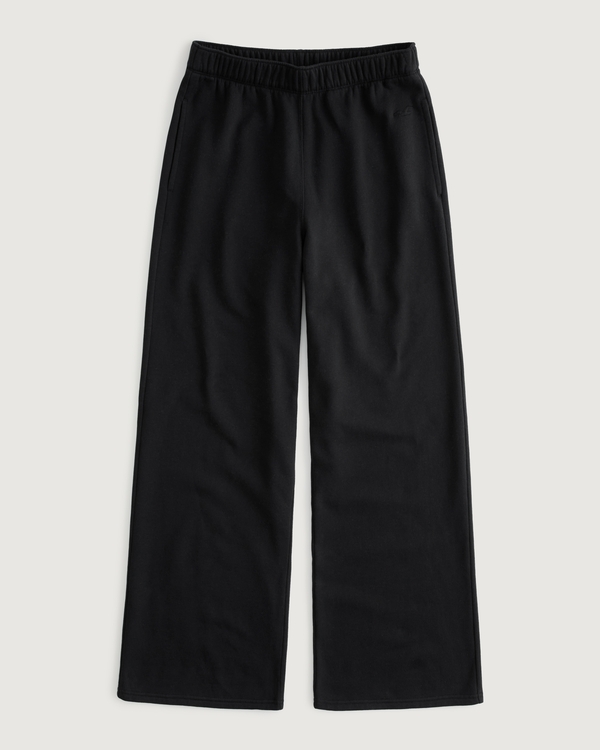 Hollister Feel Good Fleece Wide-Leg Pants, Black