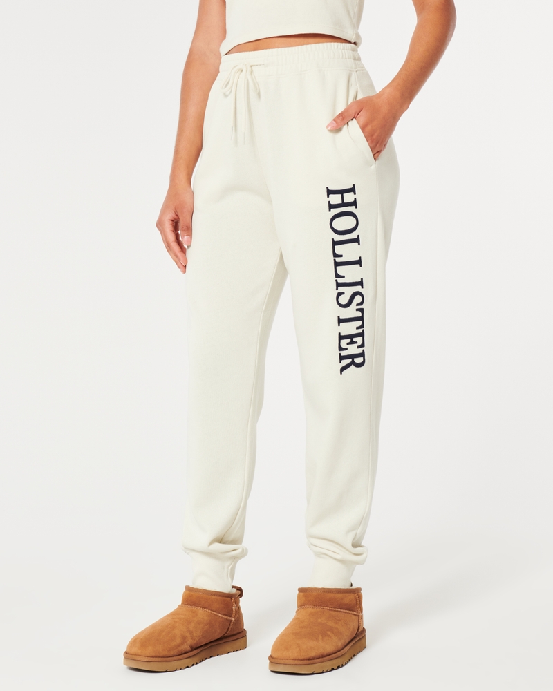 Hollister Logo Graphic Flare Sweatpants (£19) ❤ liked on Polyvore