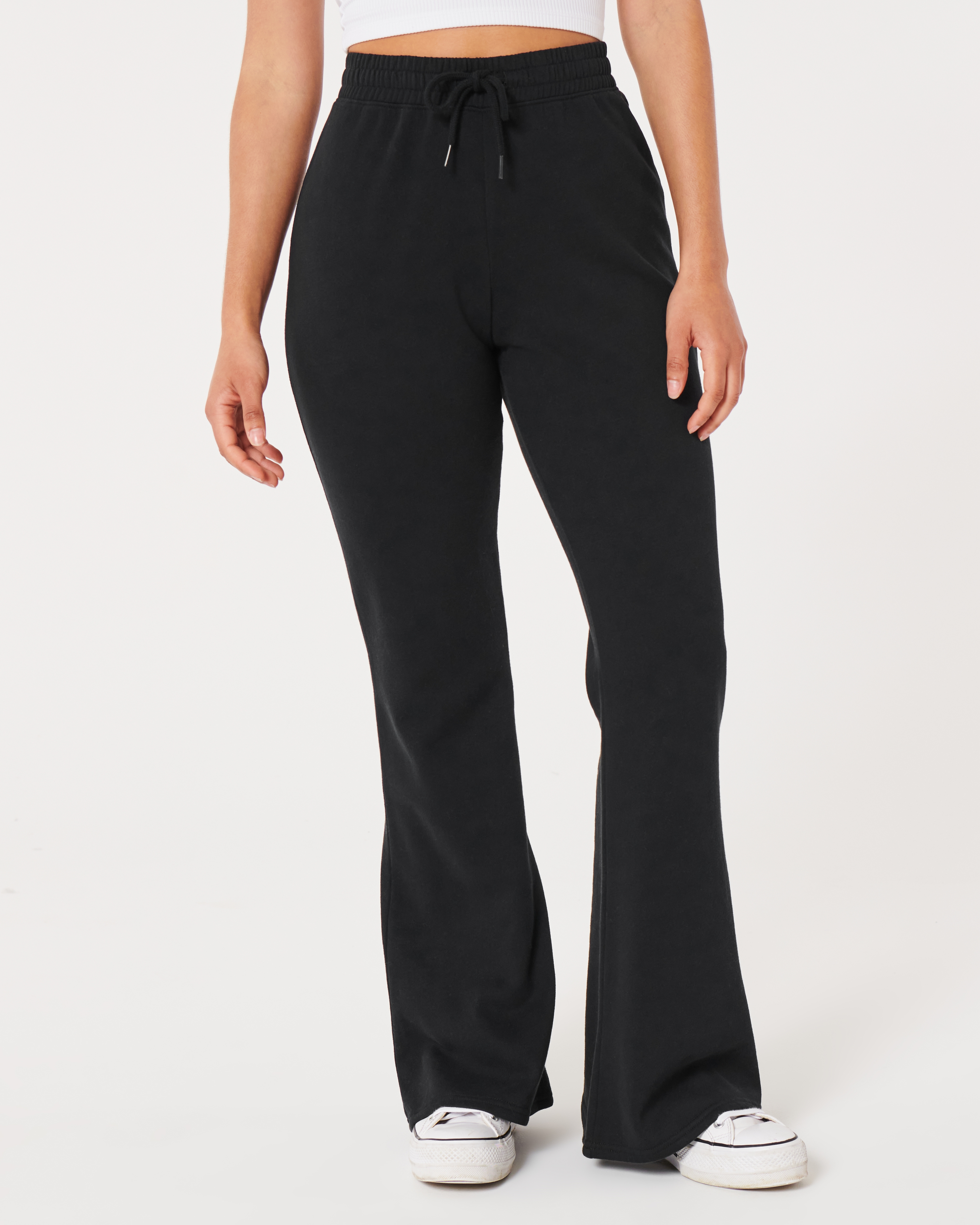 Black High Rise Flared Sweatpants|282163702-Black