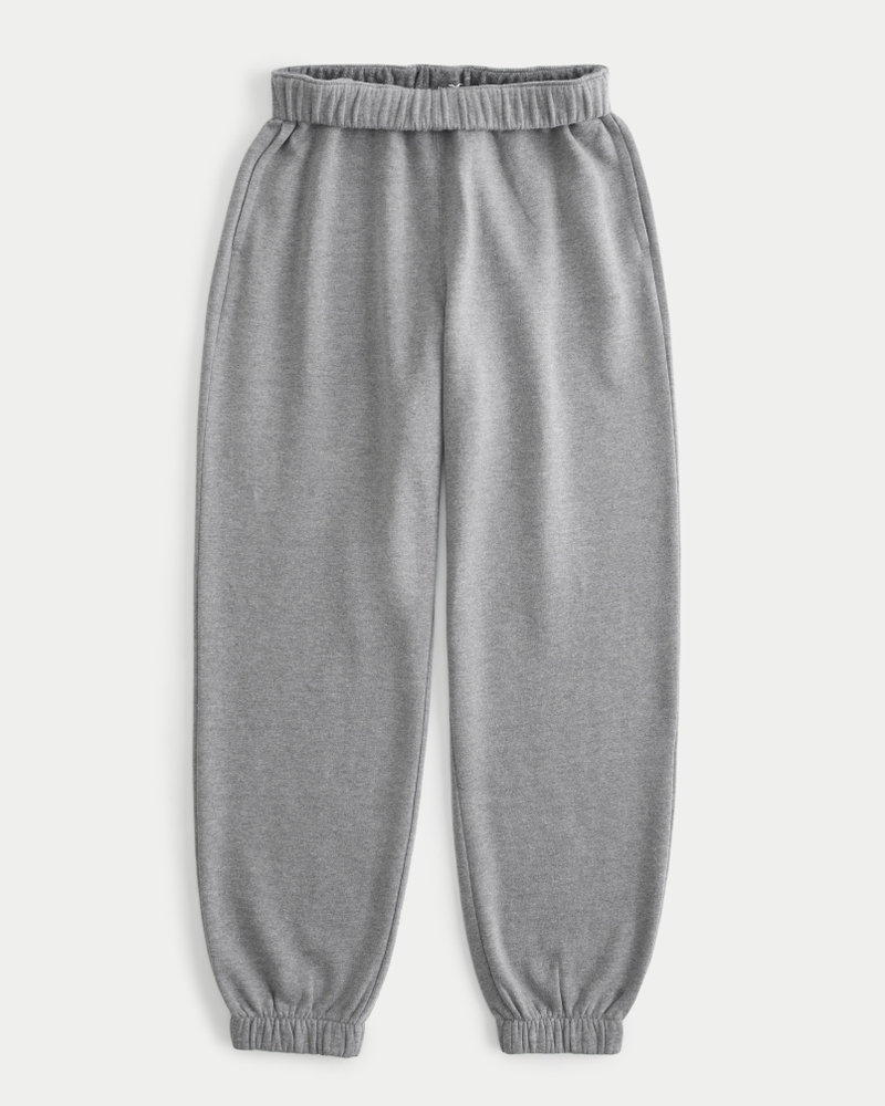 Hollister Ultra High-rise Logo Waist Fleece Dad Joggers in White