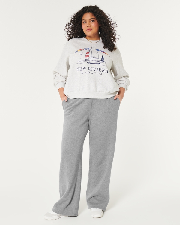 Feel Good Fleece Wide Leg Pants, Heather Grey