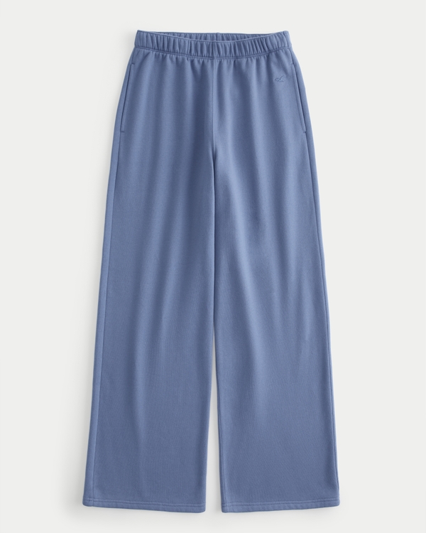 Feel Good Fleece Wide-Leg Pants, Blue