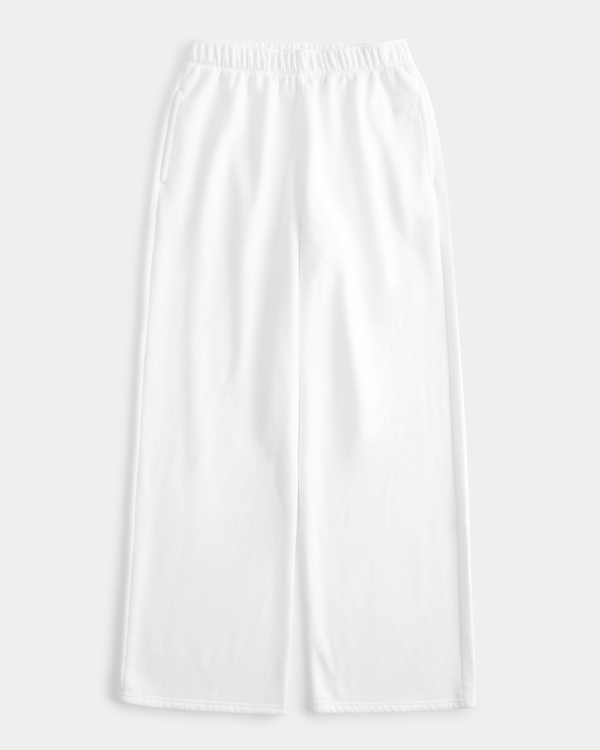 Hollister Feel Good Fleece Wide-Leg Pants, White