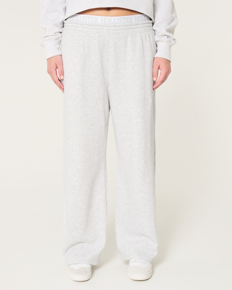 Logo Waist Fleece Wide-Leg Pants