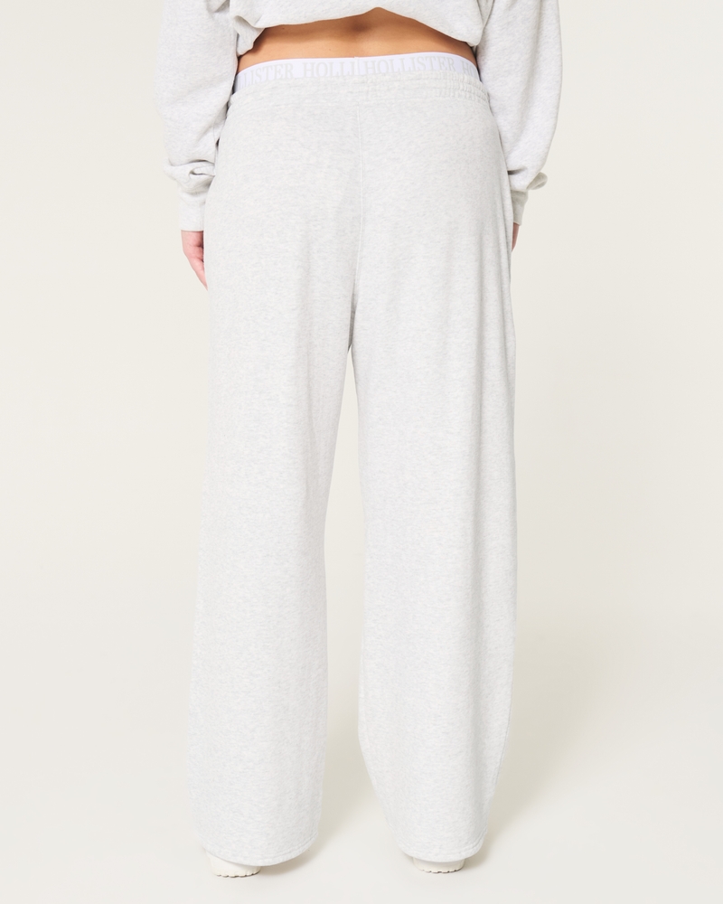 Logo Waist Fleece Wide-Leg Pants