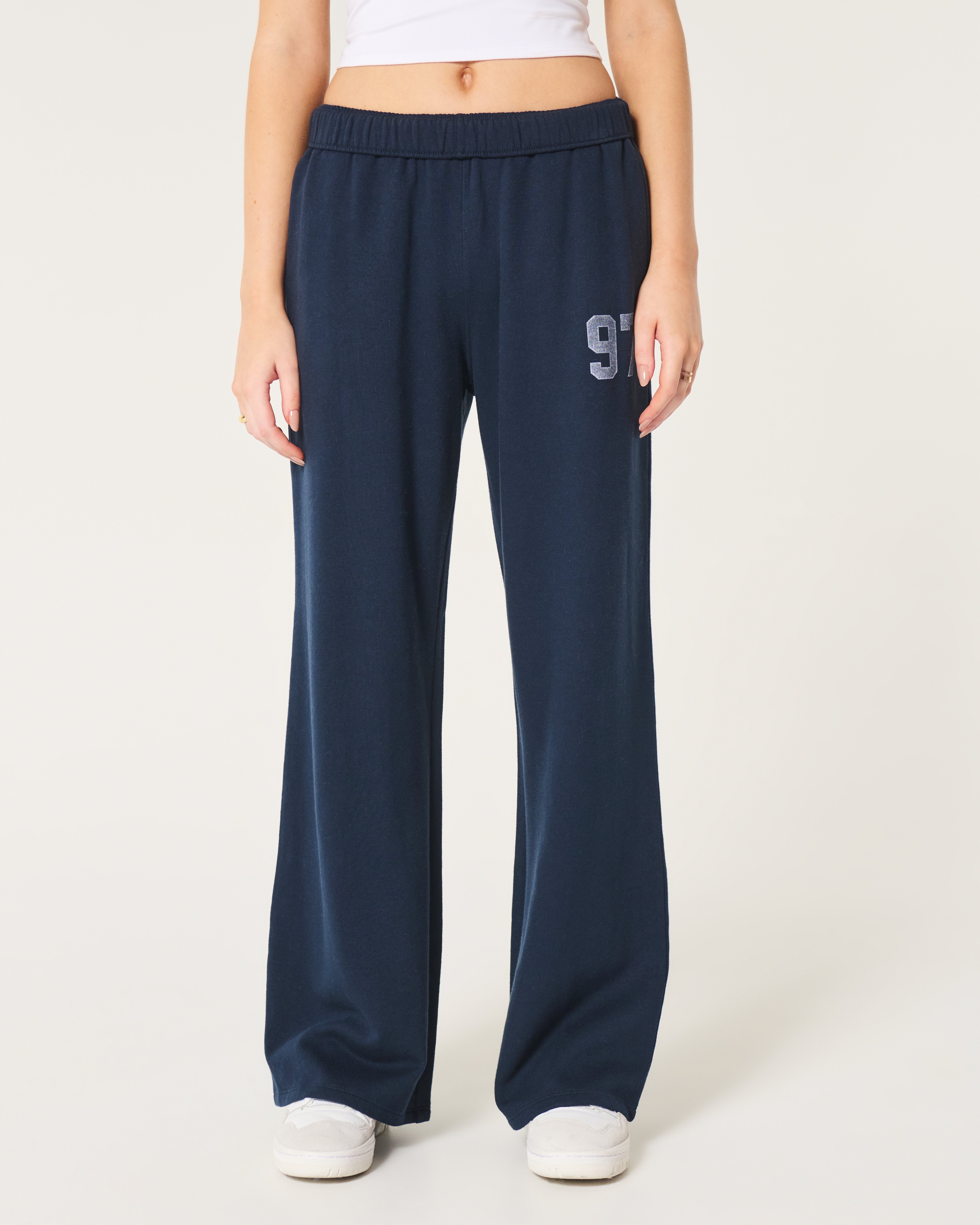 Athletic Graphic Fleece Wide-Leg Pants