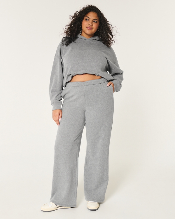 Hollister Feel Good Fleece Wide-Leg Pants, Heather Grey