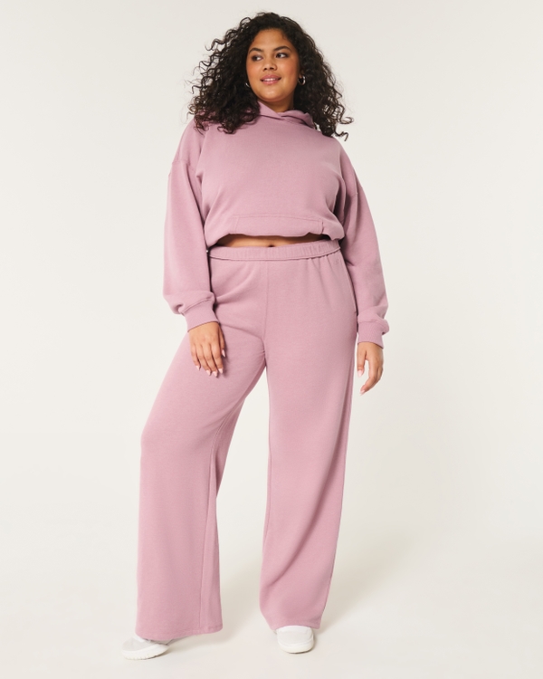 Hollister Feel Good Fleece Wide-Leg Pants, Med Pink Dd