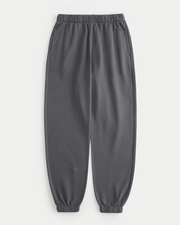 Ultra High-Rise Fleece Dad Joggers, Charcoal Grey