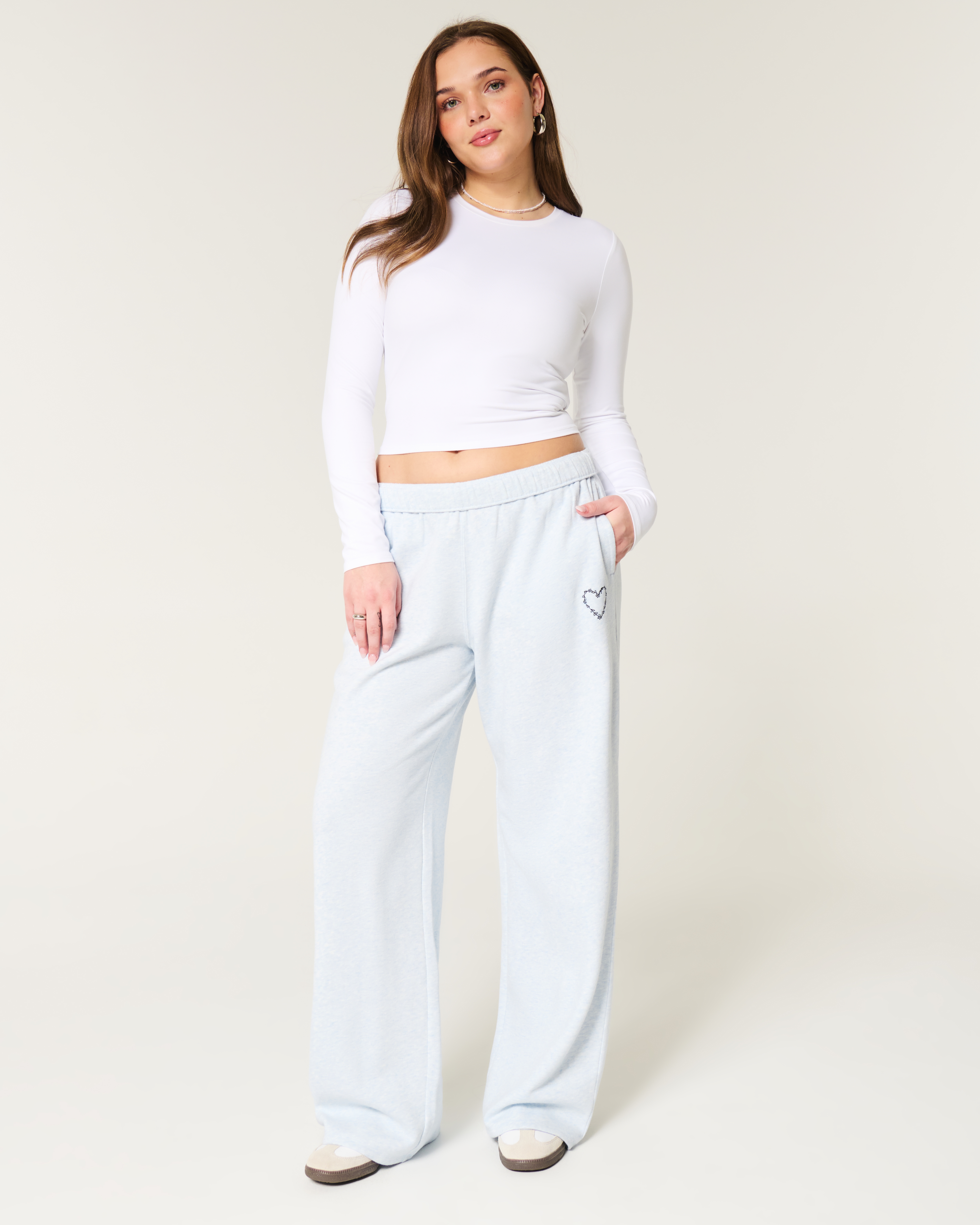 Heart Graphic Wide-Leg Sweatpants