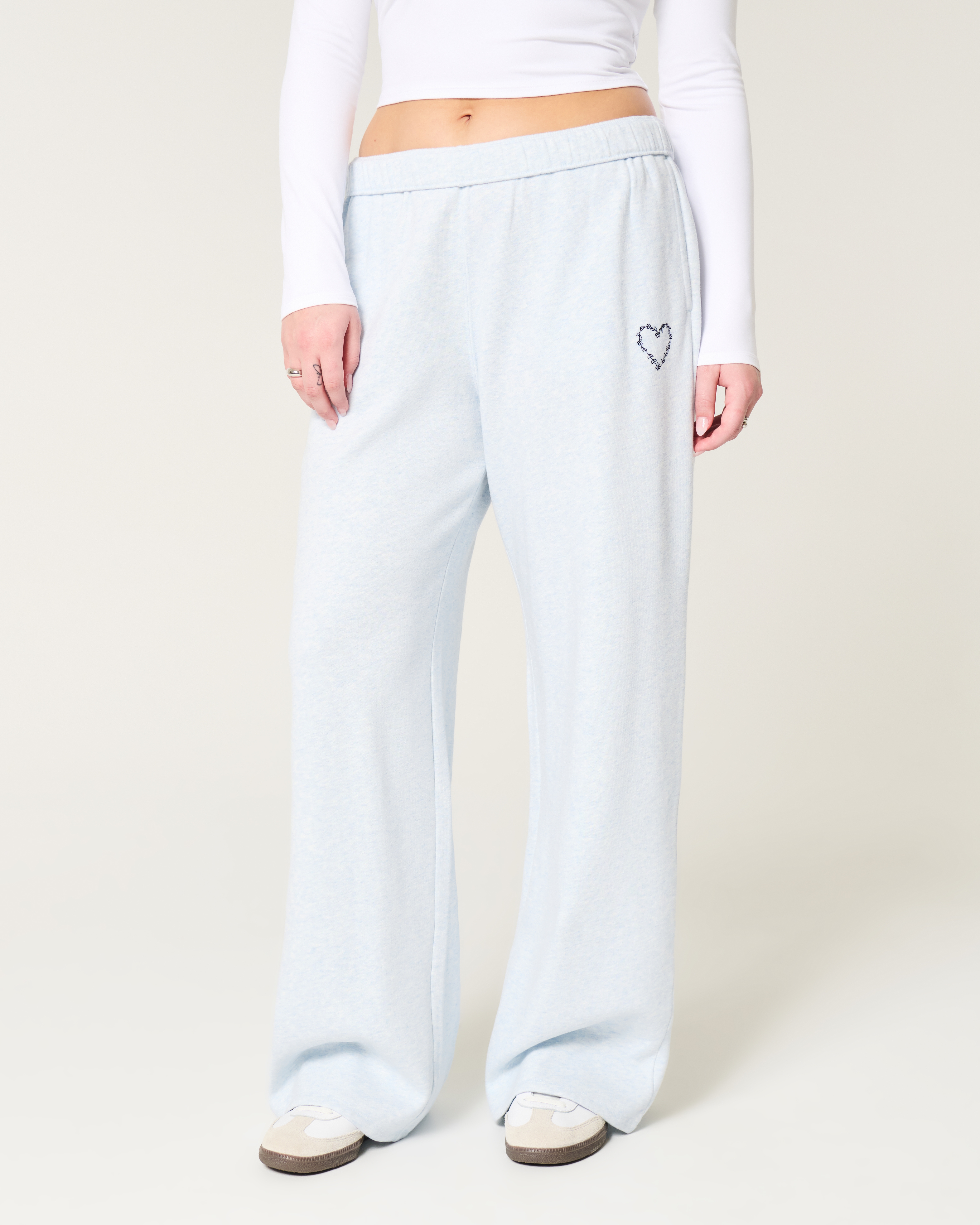 Heart Graphic Wide-Leg Sweatpants